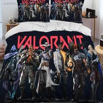 3D VALORANT Game Gamer Cartoon Comforter Bedding Set,Duvet Cover Bed Set Quilt Cover Pillowcase,king Queen Size Bedding Set Boys EU single(135x200cm) white