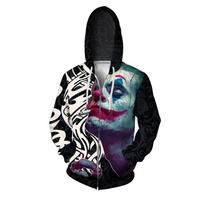 Šaunūs oficialios svetainės Clown Man su užtrauktuku gobtuvai 3D skaitmeninė spauda Naujiena gobtuvuose ir sportiniuose megztiniuose Išskirtinis dizainas Vyriški drabužiai 3XL black