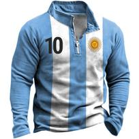 Jaunuolių plius dydžio vyriškas Pasaulio čempionato Argentinos vėliava atspausdintas futbolo džemperis, paruoštas dėvėti 2XL gray