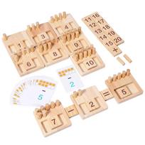 Vaikams Montessori medinė sensorinė matematikos lenta su pagaliukais skaičiavimui, atitikimo skaičių kaladėlės, ikimokyklinio mokymosi edukaciniai žaislai, mažyliams beige
