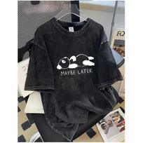 230 Grams Heavyweight, Washed Men'S T-Shirt, Loose Fit with Vintage Print, Plus Size 4XL