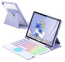 Galaxy Tab A9+ dėklas su klaviatūra: Besisukantis odinis dėklas su pašvietimu, suderinamas su 11 colių Samsung A1 planšetiniu kompiuteriu. Galaxy Tab A8 10.5-inch X205/X200
