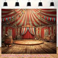 2D plane, 1 circus tent banner - Red and white striped circus logozyc 59×39inch/150*100cm