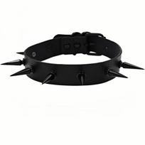 Perdėtas smailiu kaklo diržas moterims PU odos kaklo vėrinys Punk Gothic Cosplay Aksesuarai Helovino papuošalai Dovana juoda