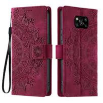 for Xiaomi POCO X3 Pro,X3 NFC Mandala Embossed PU Leather Flip Wallet Phone Case POCO X3 NFC raudona