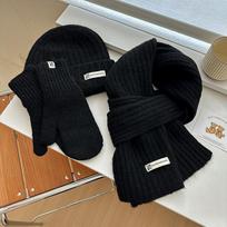 3 vnt. rinkinys Žieminė kepurė Šalikas Jutikliniai pirštinės Unisex Megztas Šiltas Beanie Kaklo mova Pirštinės Rinkinys Rudeniui Žiemai Lauko Kasdieniam dėvėjimui black
