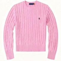 Moteriškas V formos išmegztas kardiganas su arklio logotipo siuvinėjimu - Gryna medvilnė, ilgomis rankovėmis, laisvalaikio stiliaus. Medium pink