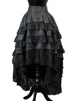 Steampunk Pirate Gothic Lolita Irregular Skirts Ruffle Lace Medieval Cosplay for Girl Little Devil Halloween Carnival Costumes XS juoda