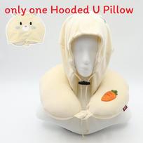 Cute Animal Hooded Neck Pillow With Memory Foam Filling For Travel geltona