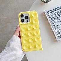 Suction Cup Soft Silicone Phone Case For iPhone 16 Pro Max 17 13 14 11 12 15 Pro Max Plus Anti-Slip Shockproof Candy Color Cover iPhone 14 Plus geltona
