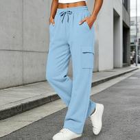 Cargo Sweatpants for Women Baggy Wide Leg High Waist Parachute Pants M mėlyna