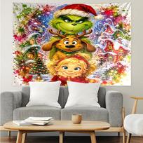 Grinch Print Tapestry, Backdrop, Easy Setup, Ideal for Bedroom, Office & Living Room, with Aesthetic Wall Hanging Decor. 100cmx150cm yellow
