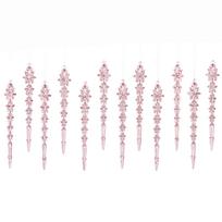 Christmas Tree Snowflake and Icicle Hanging Ornaments, 12 Pack Winter Holiday Decor One Size rožinė