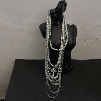 Trendy Pearl Tassel Multi-Layer Beaded Choker Necklace gray