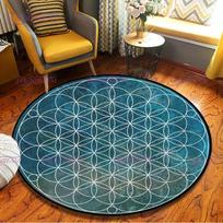 Geometriniai simboliai Gyvybės gėlė Apvalus kilimėlis Šventas Dvasinis Prie lovos Miegamojo Neslystantis grindų kilimėlis Namai Svetainės dekoro kilimėlis Diameter 120cm