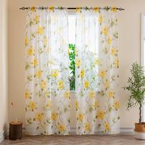 1 vnt. vijoklių lapų tiulio durų lango užuolaida lengvas drapiruotas skaidrus šalis valionai įvairiaspalvis galimas miegamojo dekoras 100X270cm 1pcs white