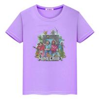 marškinėliai vaikams berniukui 10 metų Minecraft spauda 100% medvilnė anime marškinėliai y2k one piece Kawaii viršus trumpas pasididžiavimo marškinėliai mergaičių drabužiai 140 violetinė