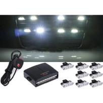 8/16 viename LED SUV grotelių stroboskopas Automobilinis stroboskopas Įspėjamasis LED mirksėjimas Avarinis automobilio išorinis šviesos diodas su belaidžiu valdymu Wired 8  white gray