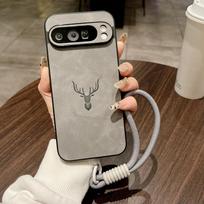 Applicable to Google 9ProXL deer head mobile phone case 8A skin-feeling lambskin 7Pro anti-drop belt lanyard protective cover google/google pixel 7pro black
