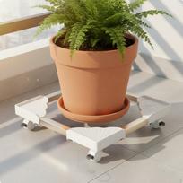 Adjustable Plant Stand with Wheels Indoor Outdoor Use Heavy Duty Rolling Trolley Locking Square 24-34cm gray