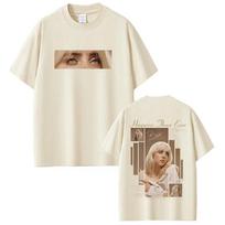 Billie Eilish Happier Than Ever Theme summer Cotton man T-Shirt Hip Hop Loose Street Style S beige