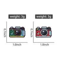 Creative Retro Camera Enamel Pins Cartoon Rainbow Cheese Camera Brooches Butterfly Feather Scenery Po Paper Lapel Pins Gifts black