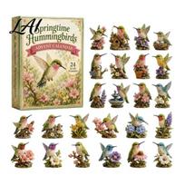 Christmas Advent Calendar 2026 Hummingbird Calendar 24-Day Acrylic Ornament Set with Bird Figure Holiday Party Favors Countdown Tree Hanging Decor, A beige