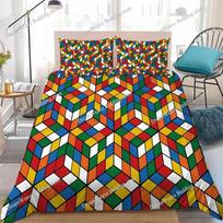 R-Rubiks CubeS Duvet Cover Set Home Style Bedding Soft Laundry Cotton Bed Student Dormitory Gift EU Single 135*200cm/53x79in 3pcs yellow
