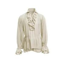Renaissance Men OR Women Pirate Shirt Vampire Medieval Costume Cotton Linen Shirts L smėlis