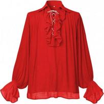 Renaissance Men OR Women Pirate Shirt Vampire Medieval Costume Cotton Linen Shirts XL raudona