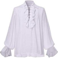 Renaissance Men OR Women Pirate Shirt Vampire Medieval Costume Cotton Linen Shirts L balta