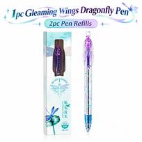 Retractable Dragonfly Pen with Moving Wings 0.5mm Black Ink Pens New Gel Pens  Stationery Supplies mėlyna