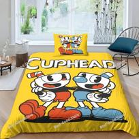 The Cuphead Show Animacinis patalynės komplektas Išskirtinis lovos reikmenų rinkinys Antklodės užvalkalas Lovo uždangalo komplektas Patalynės komplektas Gimtadienio dovana EU Single 135*200cm/53x79in 3pcs yellow