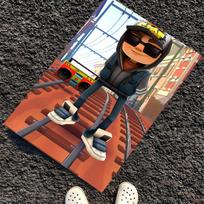 Subway Surfers Printed Carpet, Rug for Office Chair Living Room Bedroom Kitchen Room Decor Gifts. 60cmx90cm brown