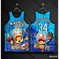 Japoniški Anime One Piece Luffy Zoro Tatum Nr.0 Krepšinio Berankoviai Marškinėliai Oversize Laisvalaikio Sportiniai Lauko Fitneso Kvėpuojanti Liemenė 5XL blue