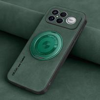 For Xiaomi Poco F8 Ultra F8 Pro Case Retro Suede Leather Frosted Cover 360° Magnetic Fold Ring Stand Case Silicone Bumper Poco F8 Pro žalia