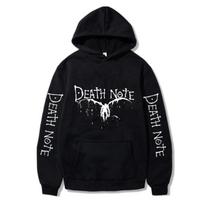 „Death Note“ anime gatvės apranga „Ryuk“ su spauda su gobtuvu, vyriška, moteriška, estetiška, plataus dydžio gobtuvai „Harajuku“ megztiniai XXXL juoda