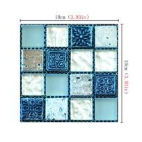 Creative Mosaic Self-Adhesive Wall Stickers Kitchen Greaseproof Wallpaper Crystal Toilet Bathroom Moisture-Proof Waterproof Film A set of 20 pieces blue