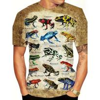 Funny Frog Graphic 3D Printed T-shirts Summer Casual Sport Round Neck Short Sleeved Men's T-shirts 6XL beige