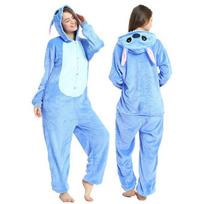 Flaneliniai kombinezonai su gobtuvu Pižama Žiema Pavasaris Helovinas Cosplay Kostiumas Blue Stitch,XL white