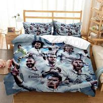 3D Spausdintas Futbolo Žvaigždės CR7 Patalynės Komplektas Berniukams Mergaitėms Viengulio Karalienės Dydžio Antklodės Užvalkalas Pagalvės Užvalkalas Lovos Suaugusiems Namų Tekstilė 70x133cm 3pcs gray