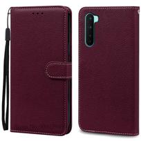 Oneplus Nord AC2003 dėklas One plus Nord odinis atverčiamas piniginės dėklas Oneplus Nord 5G dėklui AC2001 telefono dėklas Coque Fundas For Oneplus Nord 5G vyno raudonos spalvos