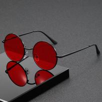 Liekninanys Retro apvalaus rėmelio UV apsaugos akiniai nuo saulės gray
