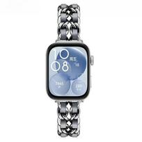 Metalinė grandinėlės apyrankė-dirželis skirta Huawei Watch Fit 4-Fit 3-Fit5, nerūdijančio plieno moteriškas riešo dirželis skirta Huawei Watch Fit 5Pro 4pro Correa Fit 5Pro/5/4Pro/4/3 mėlyna/sidabras