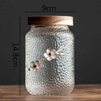 Hammer Pattern Glass Storage Jar Creative Three-dimensional Plum Blossom Candy Dried Fruit Jar Tea Jar Home Storage Container gray