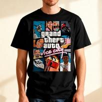 Grand Theft Auto Vice City T-Shirts GTA Game Print Black Unisex T-Shirt S-5XL XXXL black