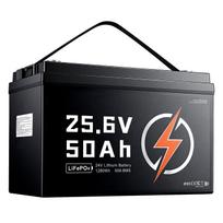 24V 50Ah LiFePO4 Lithium Battery 4000+ Cycles 50A BMS with Bluetooth, 1280Wh Lithium Battery with Low Temperature Protection, Supports 8P2S