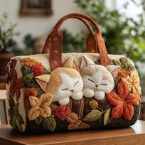 3D Cat Print Quilted Duffel Bag Large Travel Tote Bag Women Yoga Gym Overnight Bag 16inch x 8inch x 8inch