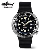 HEIMDALLR Tuna Vyriškas nardymo laikrodis NH35 Nerūdijančio plieno Automatinis Mechaninis Laikrodis Safyro Stiklas C3Super Šviečiantis 200M Vandeniui atsparus NH35A Movement black