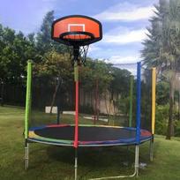Trampoline Basketball Hoop Goal Outdoor Sports Frame Backboard black